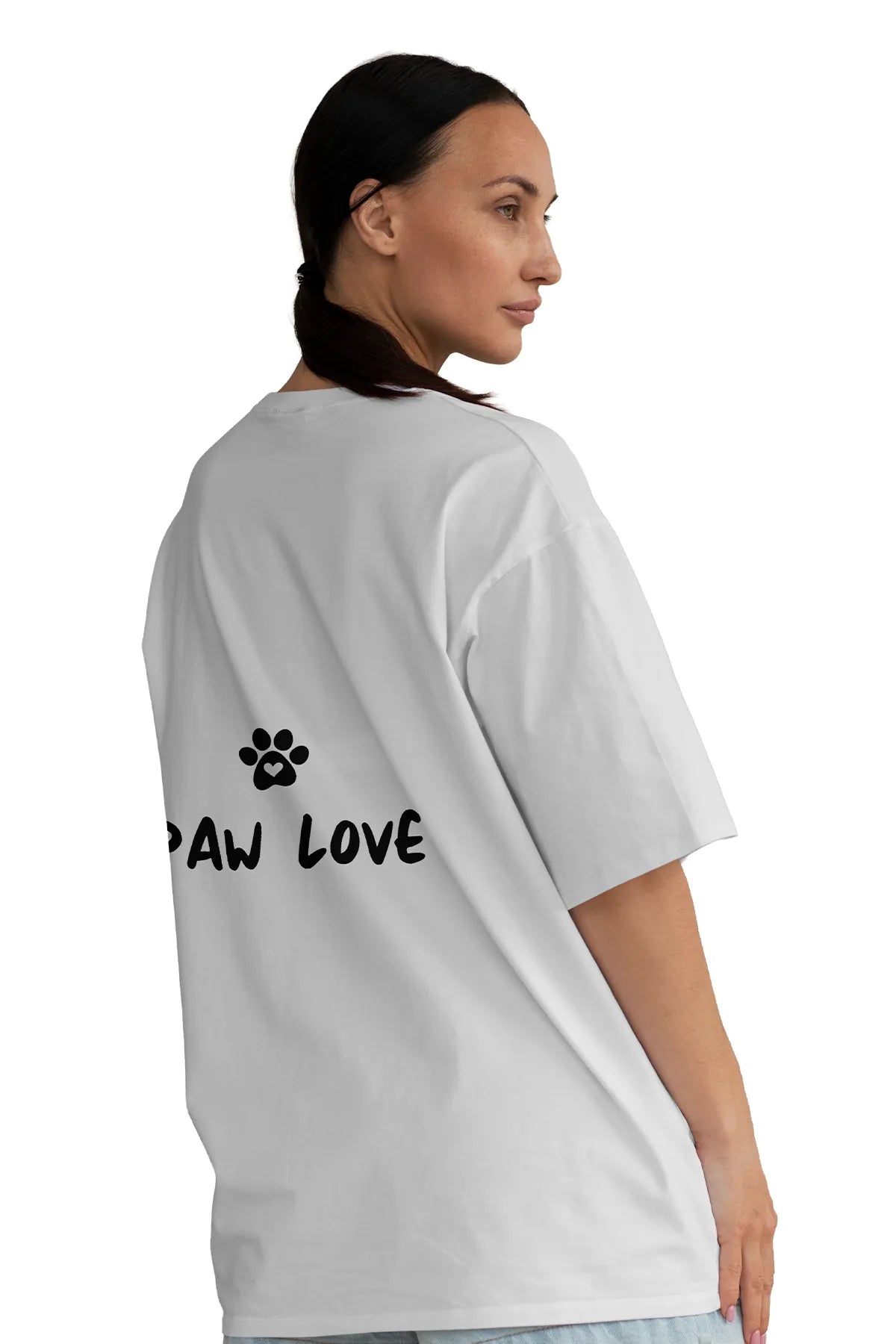 Patili Dostlar Baskılı Oversize Tişört 🐶🐱 (Unisex, %100 Pamuk)